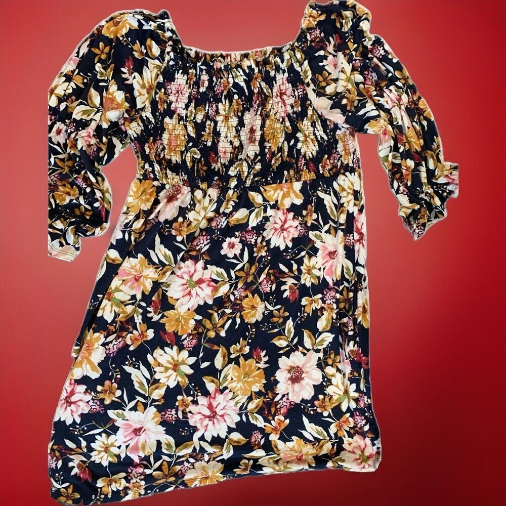 Blue Floral asymmetrical Stretchy Dress MIDI
